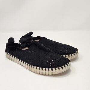 Ilse Jacobsen Women Tulip Black Leather Slip On Comfort Shoe Flat Size 36 US 5.5